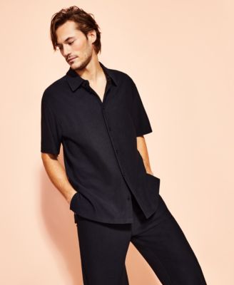 Royalty by Maluma - Men's Relaxed-Fit Textured Ottoman Stripe Shirt