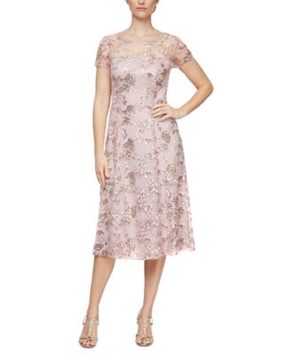 SL Fashions Embroidered Lace Beaded Dress - Macy's