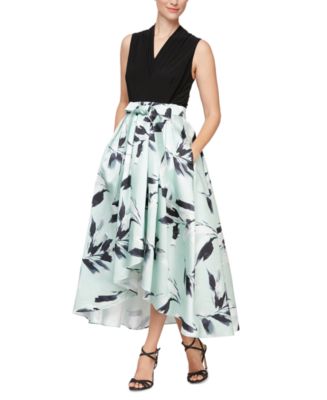 SL Fashions Belted High-Low Combo Dress - Macy's