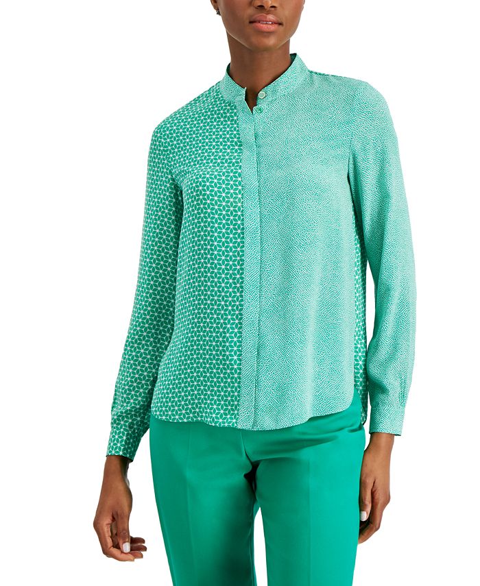 Collarless dress online shirt macy's