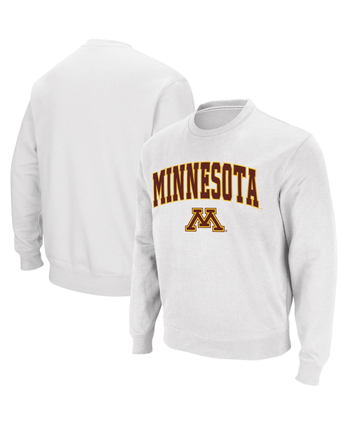 Colosseum Men's  White Minnesota Golden Gophers Arch & Logo Crew Neck Sweatshirt