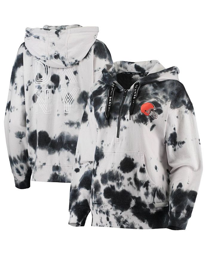 DKNY Women's White, Black Cleveland Browns Dakota Oversized Tie-Dye  Half-Zip Hoodie - Macy's