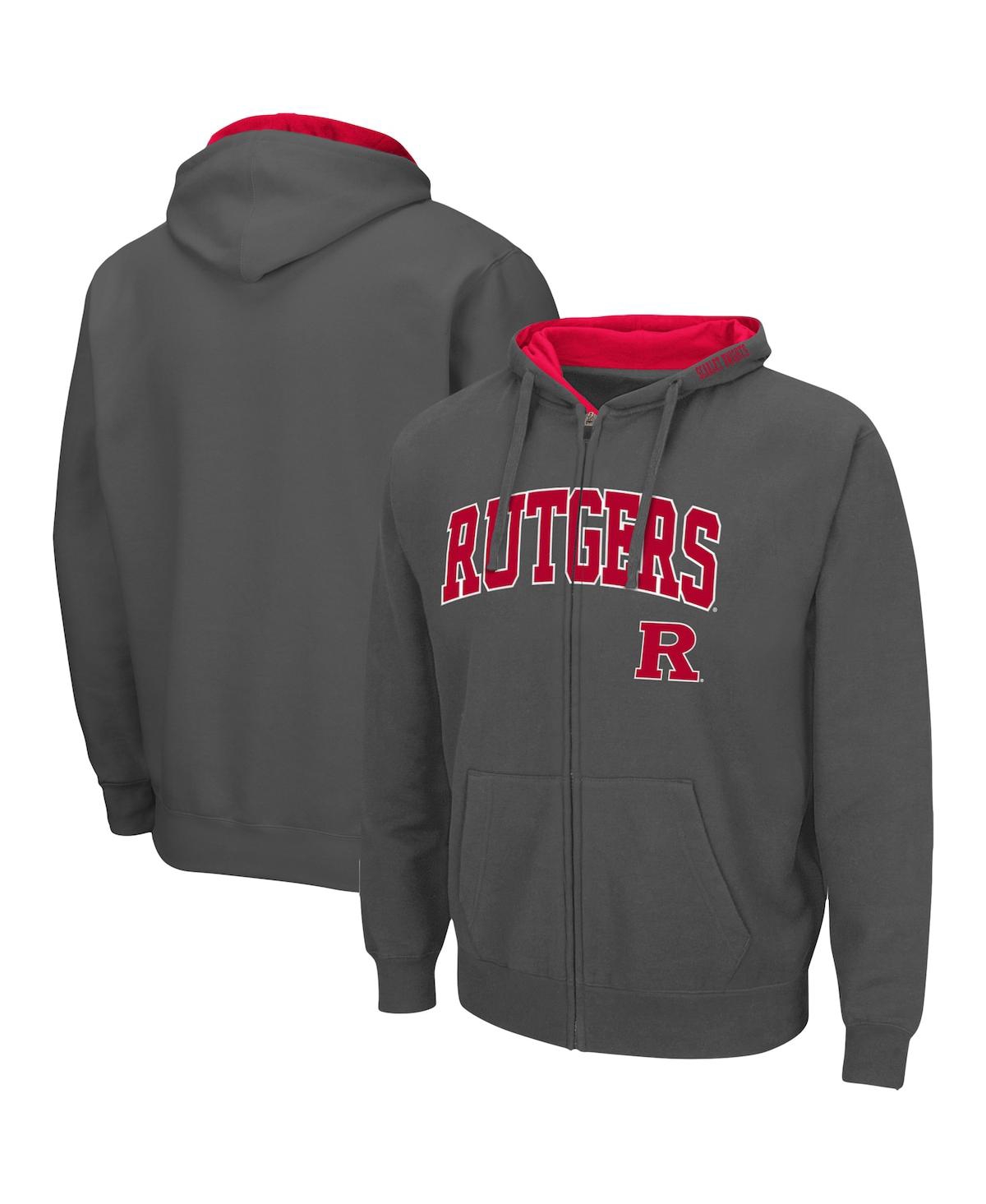 Shop Colosseum Men's  Charcoal Rutgers Scarlet Knights Arch & Logo 3.0 Full-zip Hoodie