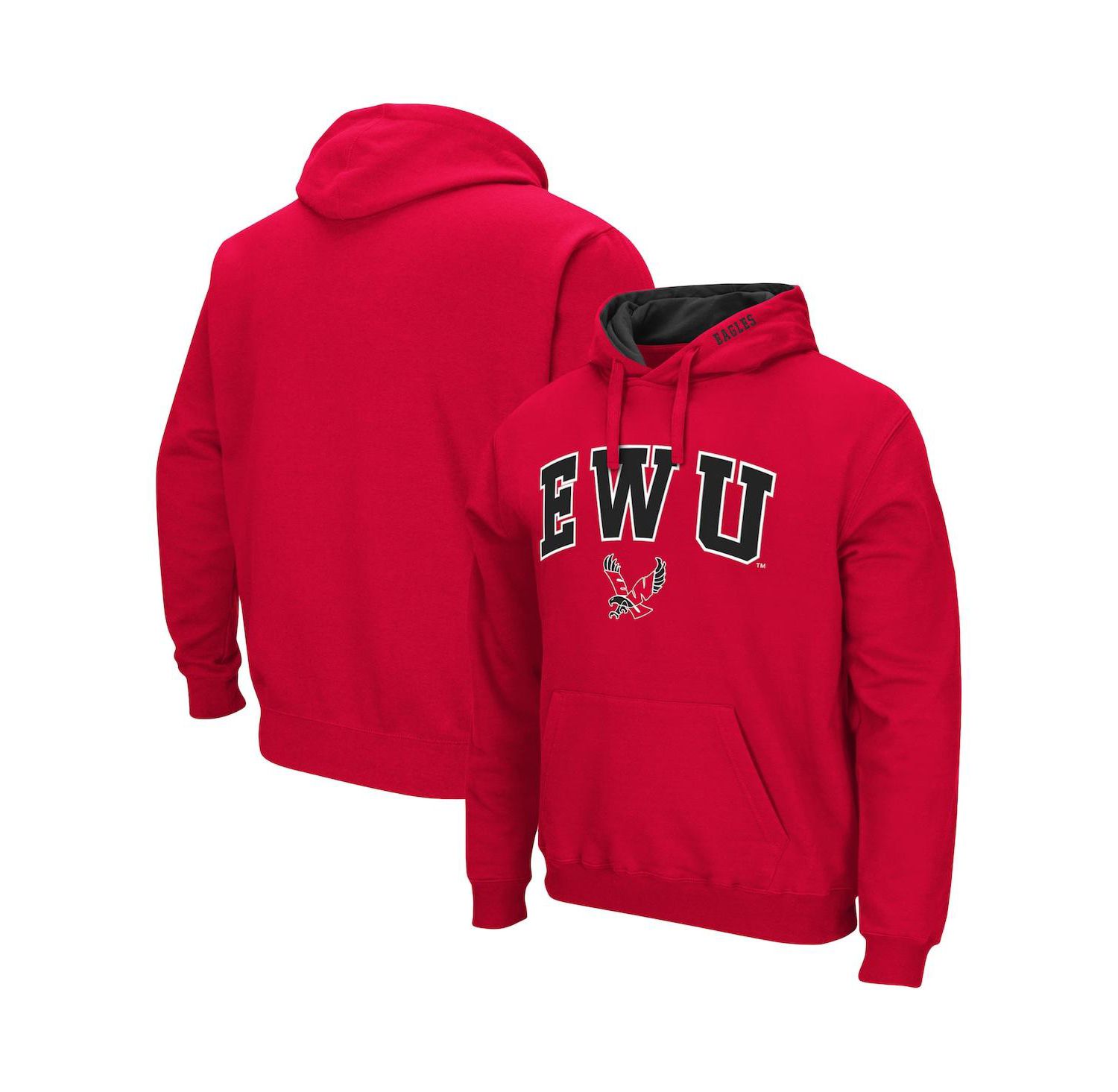 Men's Red Eastern Washington Eagles Arch and Logo Pullover Hoodie