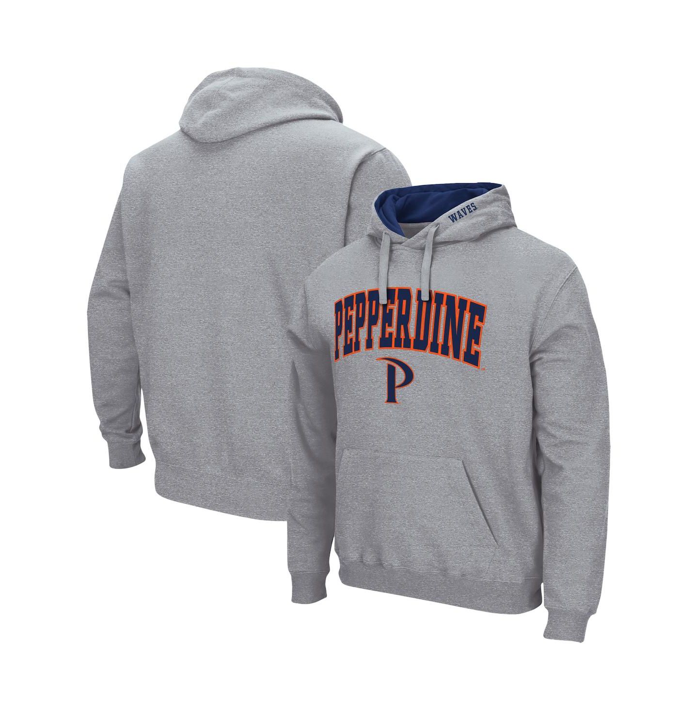 Мужское худи Colosseum Pepperdine Waves Arch and Logo Pullover, цвет: Меланжевый серый — фото 1