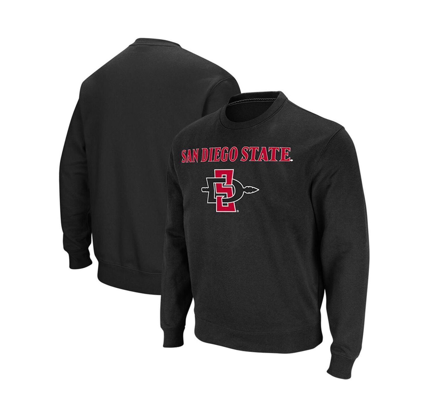 Men's Black San Diego State Aztecs Arch Logo Tackle Twill Pullover Sweatshirt