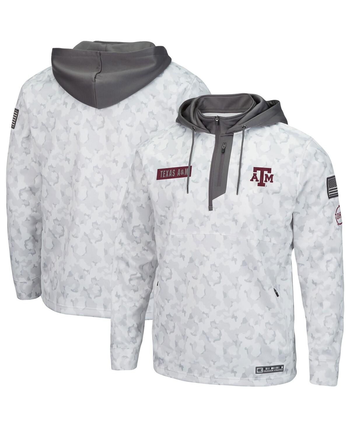 Colosseum Men's  Arctic Camo Texas A&m Aggies Oht Military-inspired Appreciation Quarter-zip Hoodie In Arctic Camo