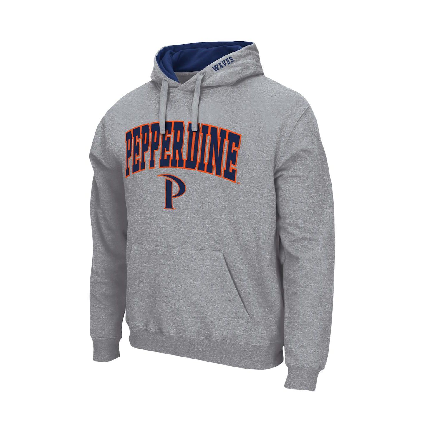 Мужское худи Colosseum Pepperdine Waves Arch and Logo Pullover, цвет: Меланжевый серый — фото 2