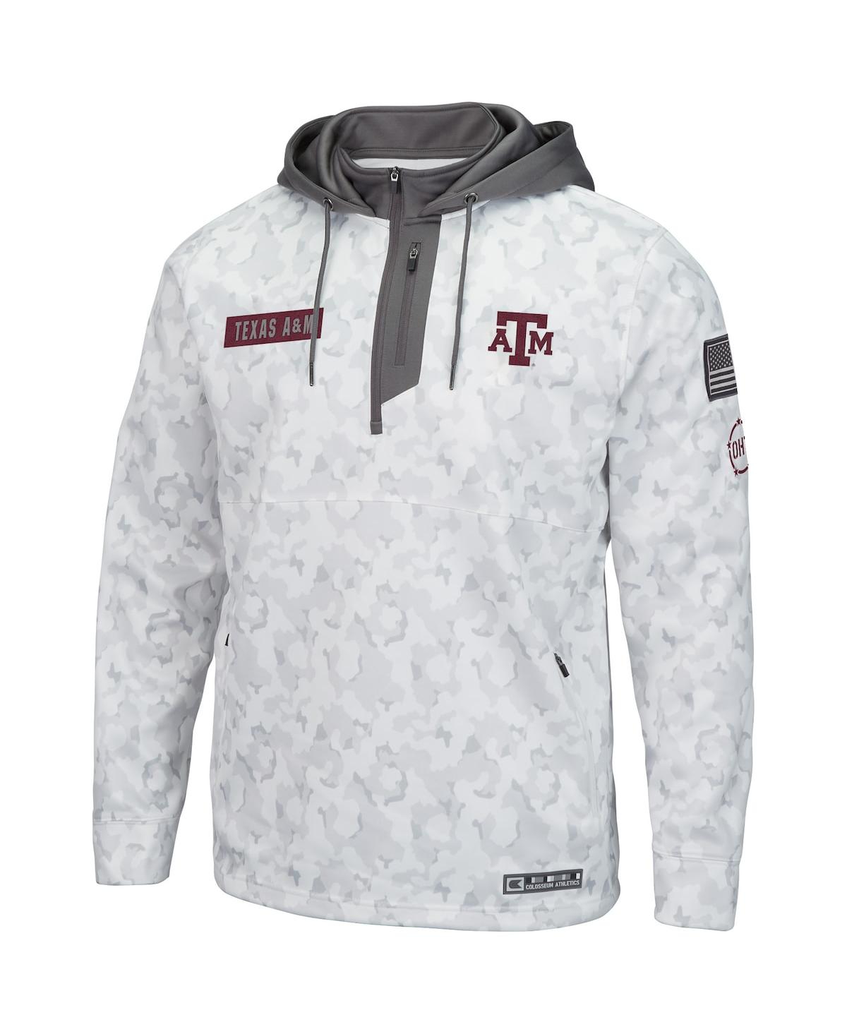 Colosseum Men's  Arctic Camo Texas A&m Aggies Oht Military-inspired Appreciation Quarter-zip Hoodie In Arctic Camo