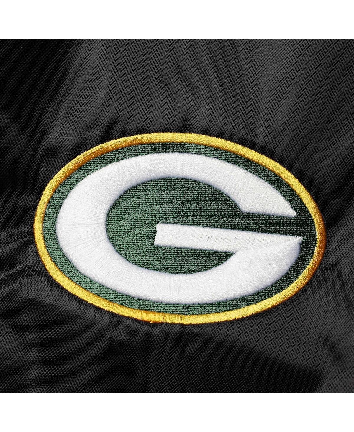 Men's StarterGreen Bay Packers Locker Room Satin Varsity Full-Snap Jacket - Black