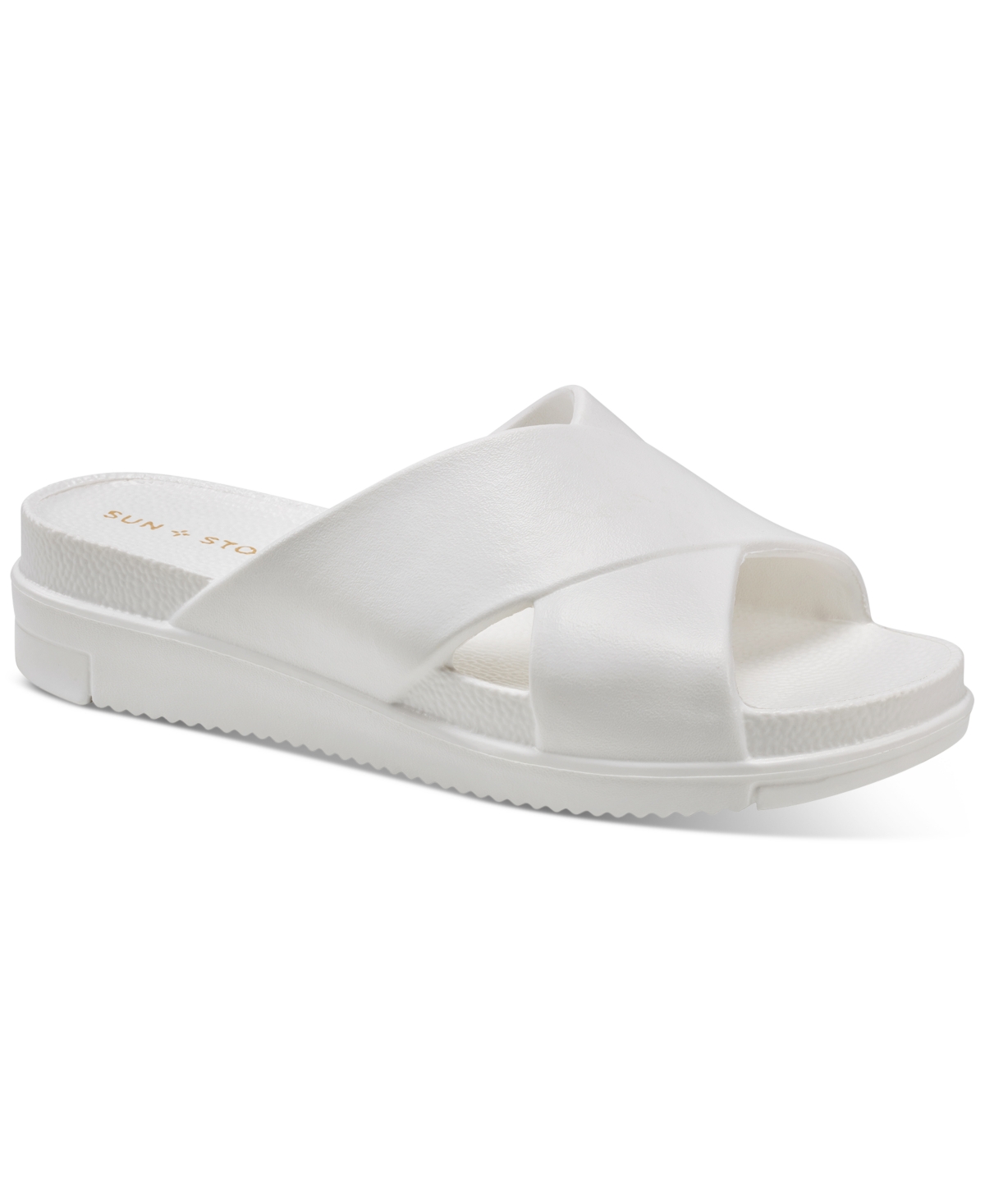 Shop Sun + Stone Women's Islla Crisscross Slide Wedge Sandals, Created For Macy's In White
