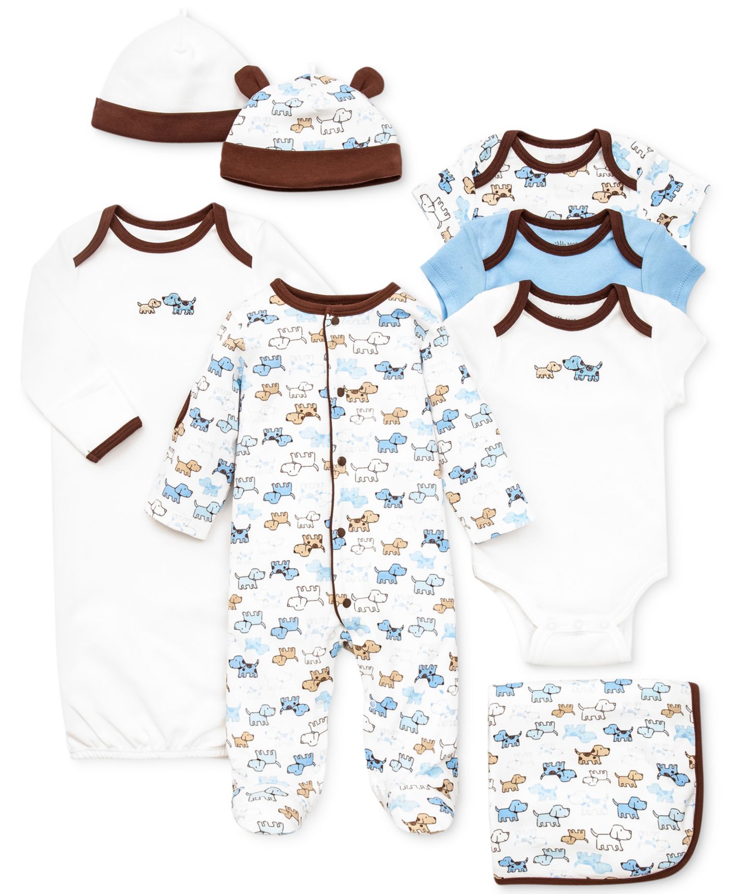 Little Me Baby Boys Cute Puppies Gift Bundle Collection, цвет: Синий разноцветный — фото 1