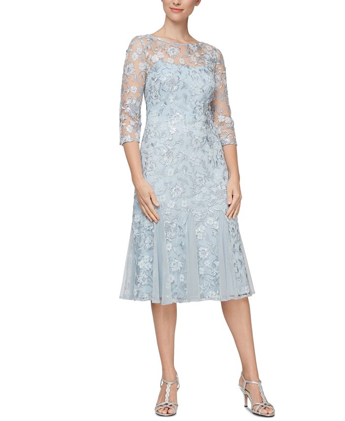 Alex Evenings Embroidered Lace Midi Dress - Macy's