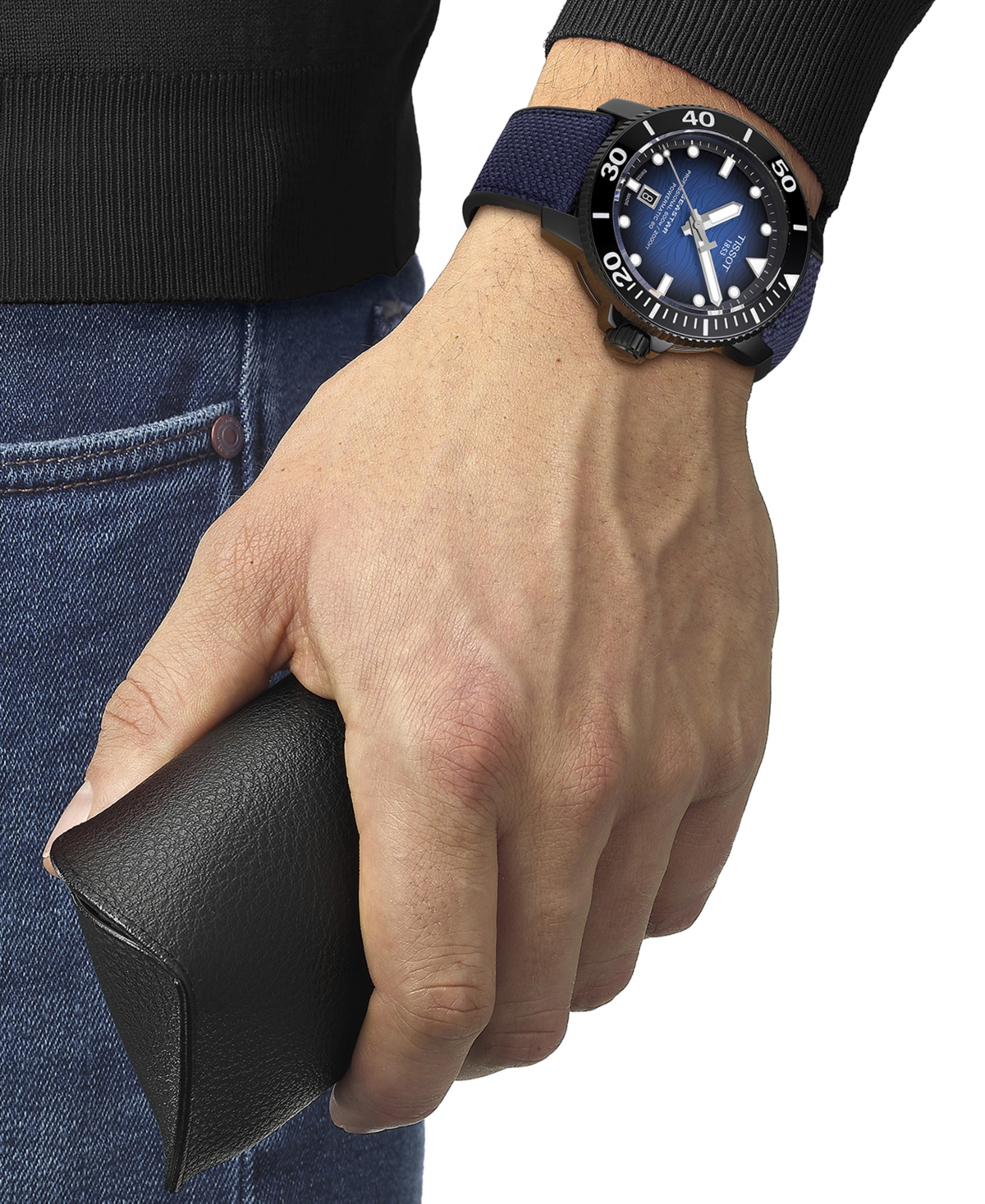 Shop Tissot Men's Seastar 2000 Professional Powermatic 80 Automatic Two-tone Rubber Strap Watch 46mm In Black