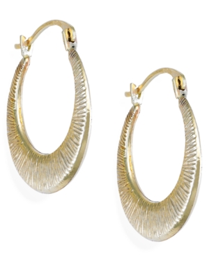 image of Ribbed Hoop Earrings in 10k Gold, 15mm