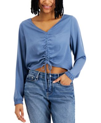 long sleeve ruched front top