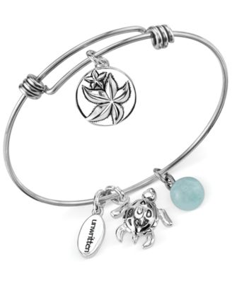 Unwritten - Wish Upon a Starfish Charm and Amazonite (8mm) Bangle Bracelet in Stainless Steel