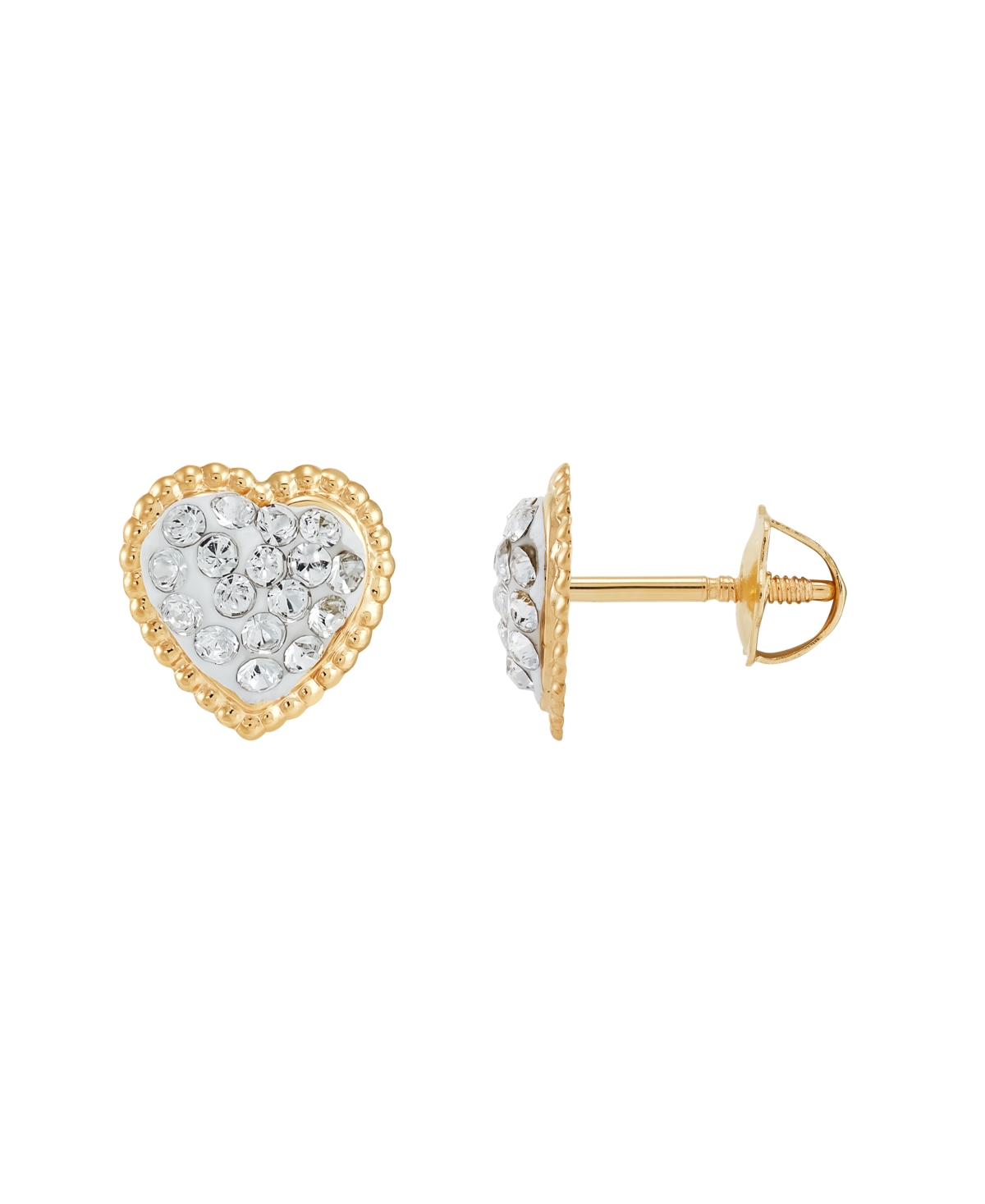 Macy's Children's Crystal Heart Stud Earrings In 14k Gold In Clear