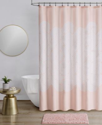 Photo 1 of Abode Geo Circles Pink Shower Curtain Bath Set, 14 Pieces- SHOWER CURTAIN- RUG AND HOOKS