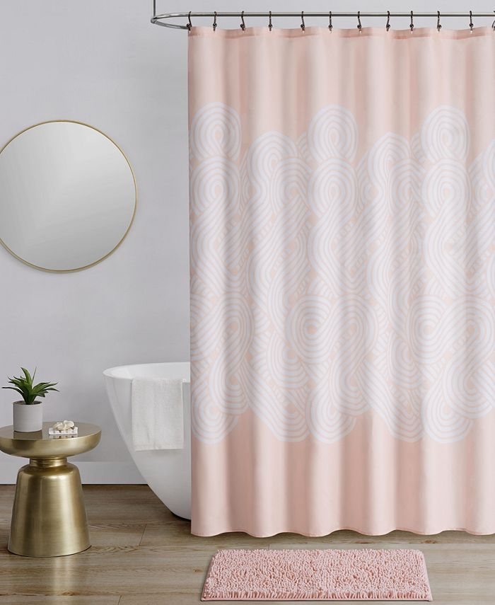 Abode Geo Circles Pink Shower Curtain, Does Lacoste Make Shower Curtains Longer Than 72