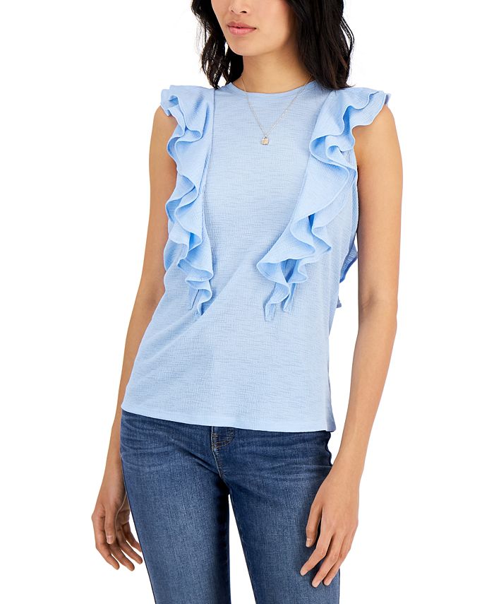 INC International Concepts Women's Sleeveless Ruffled Top, Created for