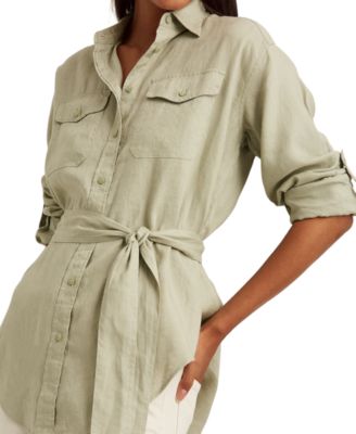 lauren ralph lauren lightweight belted linen shirt