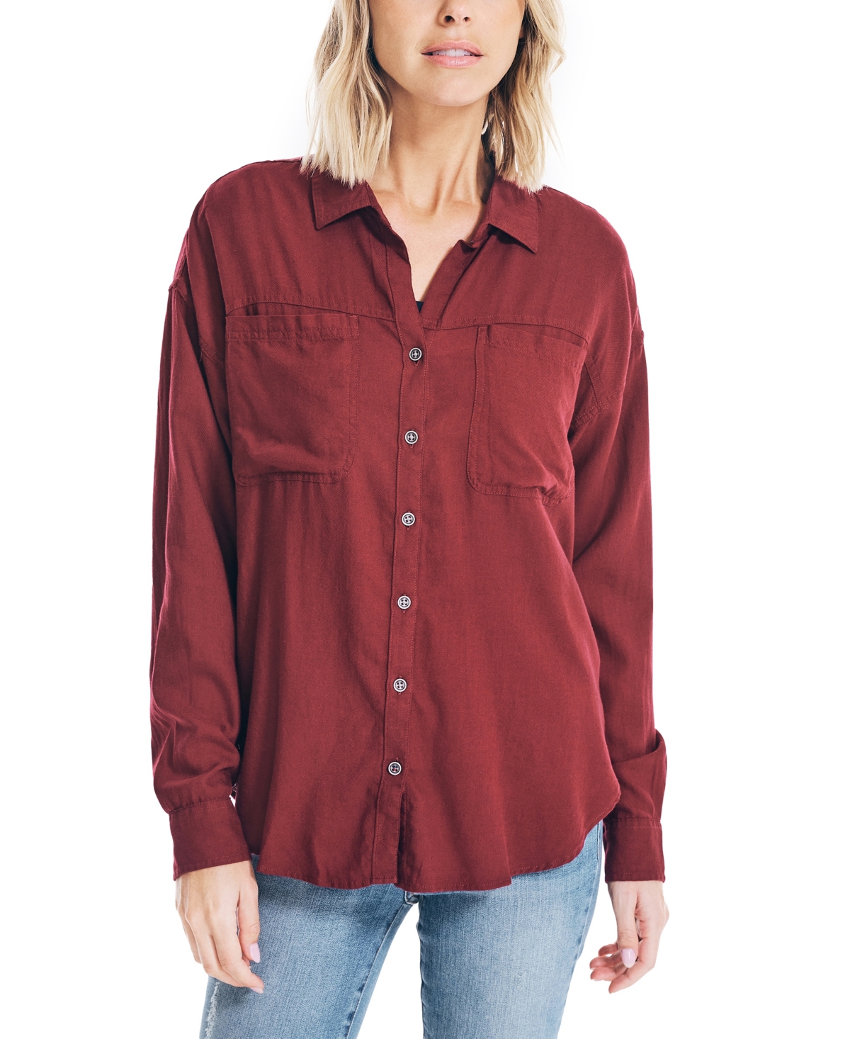 NAUTICA WOMEN'S BUTTON DOWN FLANNEL SHIRT