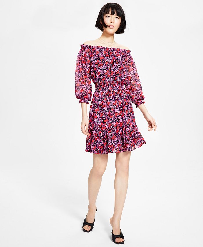 Bar III Women's Smocked OffTheShoulder Dress, Created for Macy's Macy's
