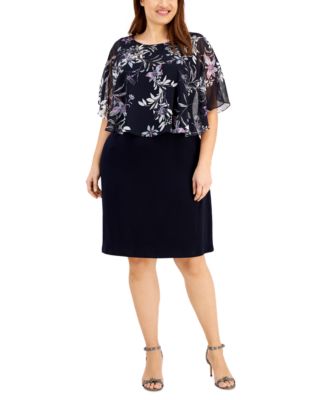 Connected Plus Size Printed-Popover Sheath Dress - Macy's