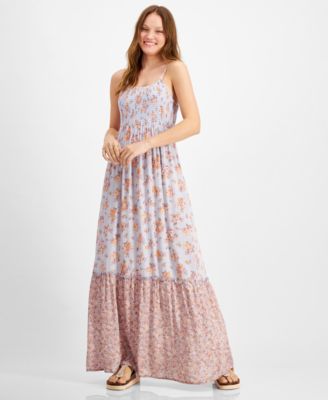 Hippie Rose Juniors' Smocked Tiered Maxi Dress