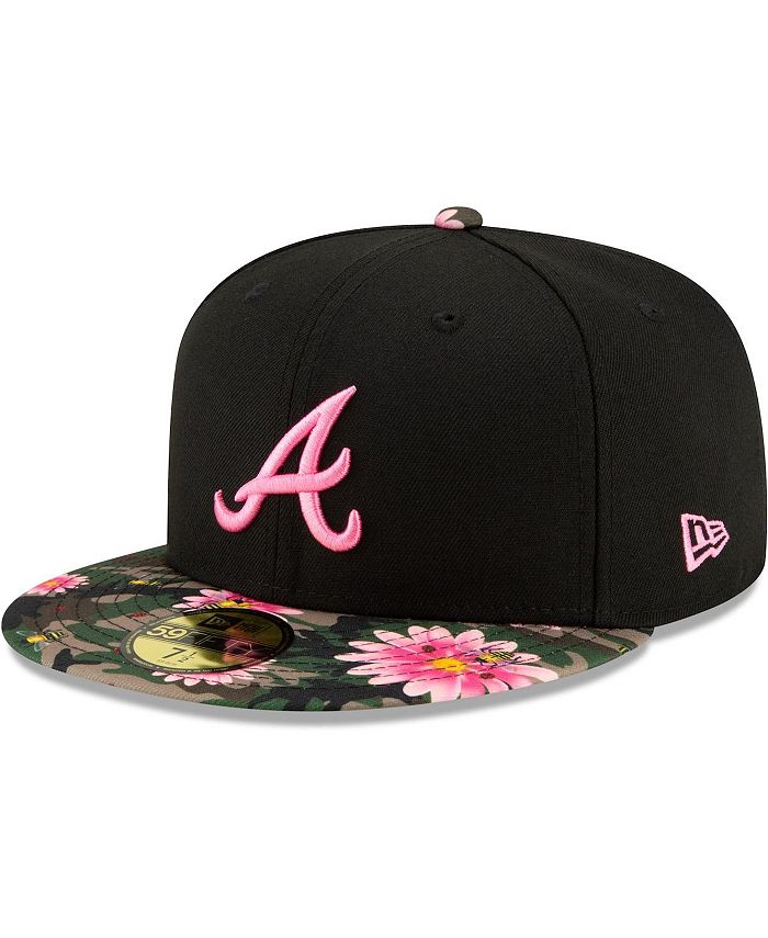 Men's New Era Black Atlanta Braves Floral Morning 59FIFTY Fitted Hat