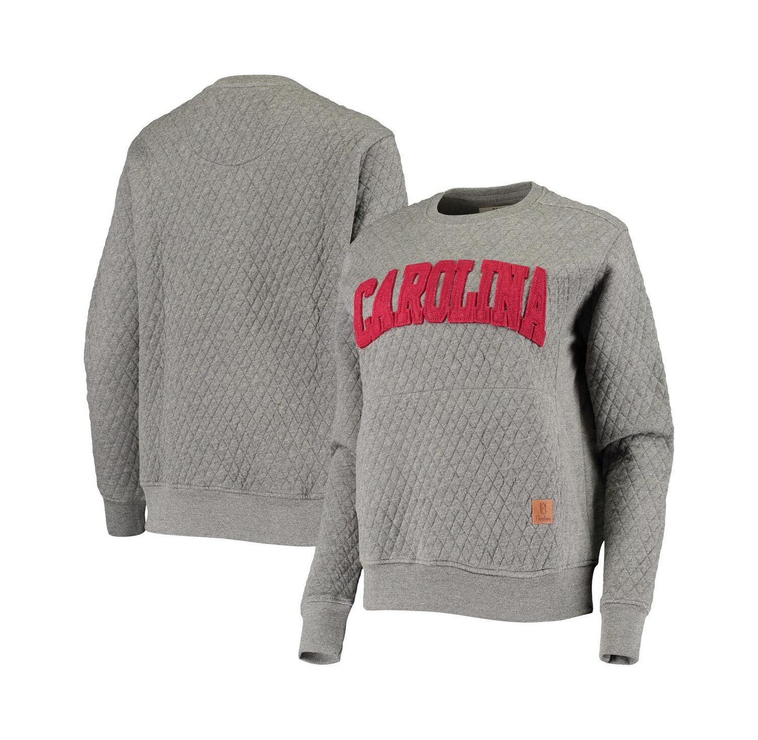 Women's Heathered Gray South Carolina Gamecocks Moose Applique Quilted Pullover Sweatshirt
