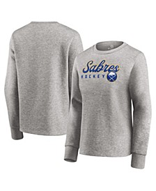 Women's Branded Heathered Gray Buffalo Sabres Fan Favorite Script Pullover Sweatshirt