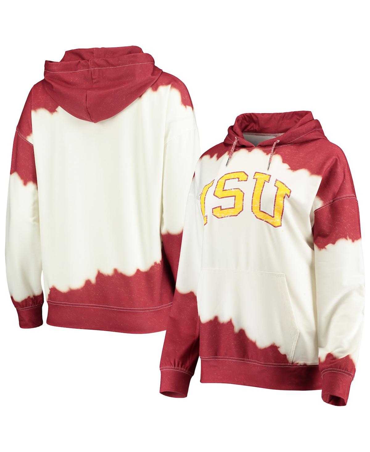Shop Gameday Couture Women's  White, Cardinal Iowa State Cyclones For The Fun Double Dip-dyed Pullover Hoo In White,cardinal