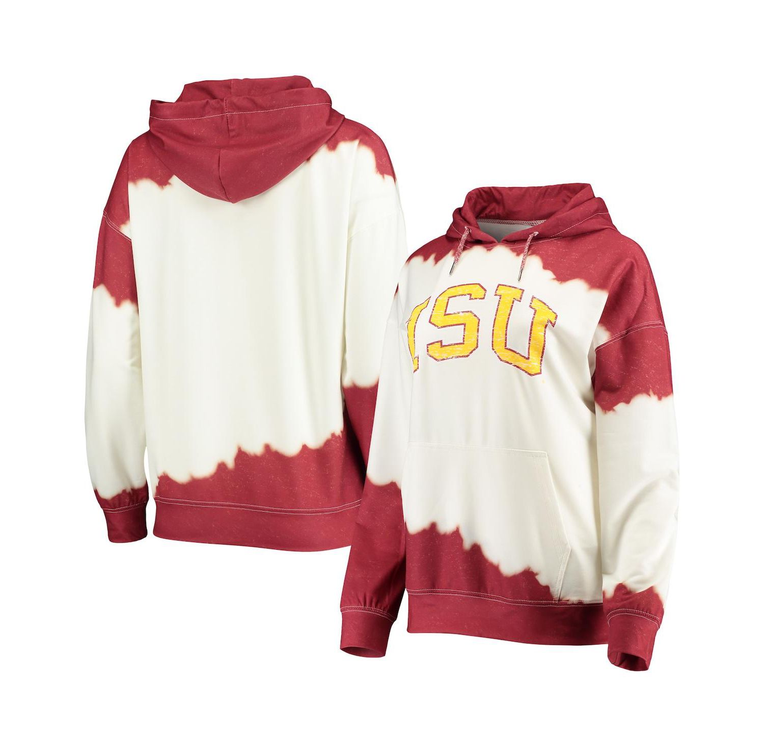 Women's White, Cardinal Iowa State Cyclones For The Fun Double Dip-Dyed Pullover Hoodie