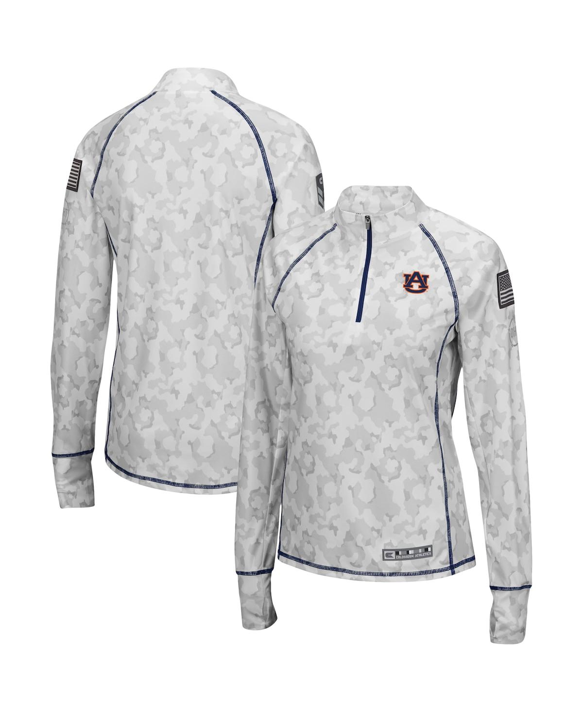 Women's Colosseum White Auburn Tigers Oht Military-Inspired Appreciation Officer Arctic Camo 1/4-Zip Jacket - White