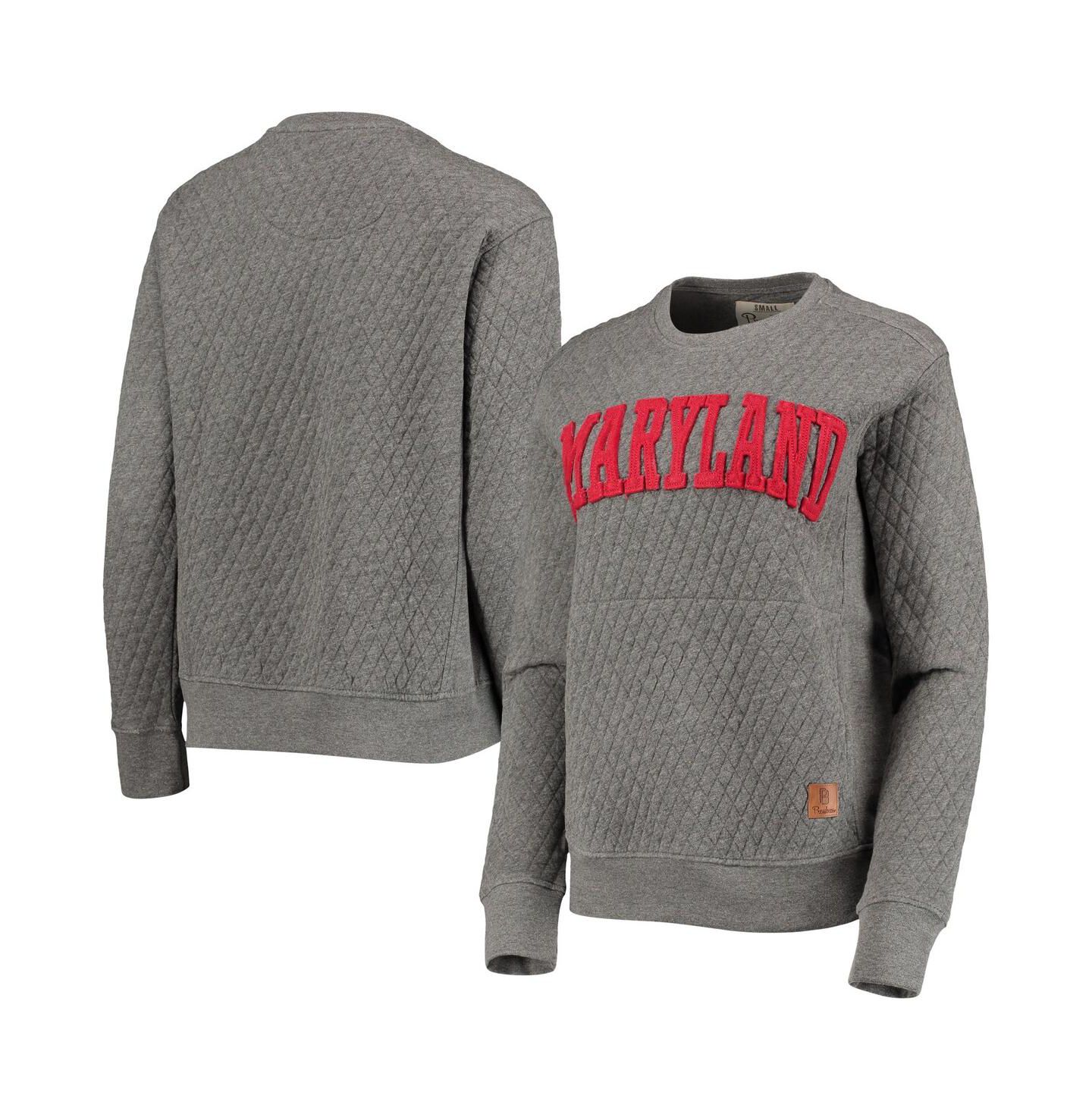Женская толстовка Pressbox Heathered Gray Maryland Terrapins Moose Applique Quilted Pullover — фото 2