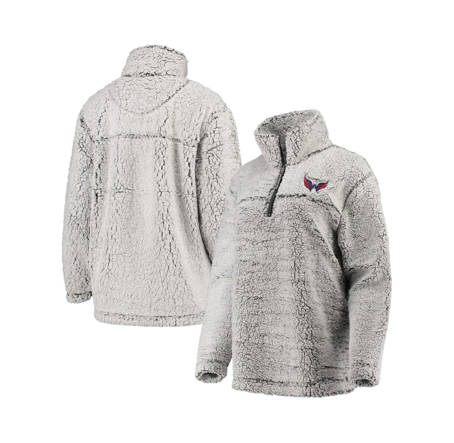 Women's Gray Washington Capitals Sherpa Quarter-Zip Pullover Jacket