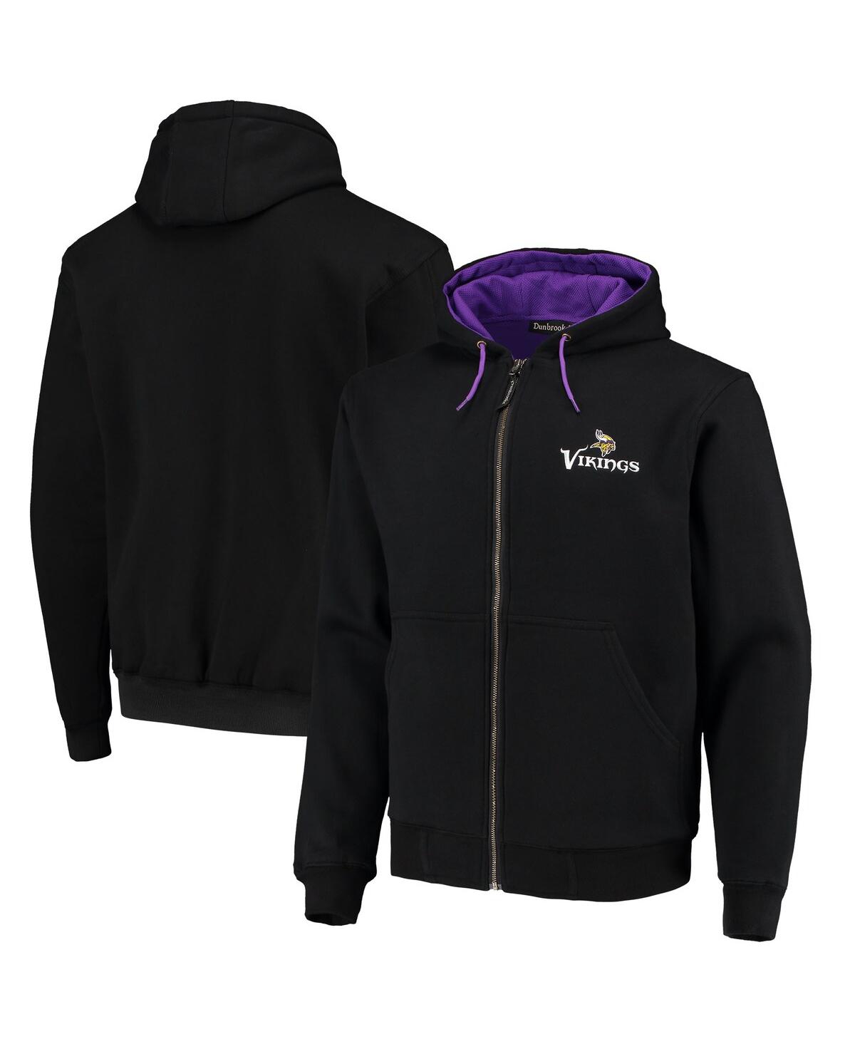 Shop Dunbrooke Men's  Black Minnesota Vikings Craftsman Thermal-lined Full-zip Hoodie