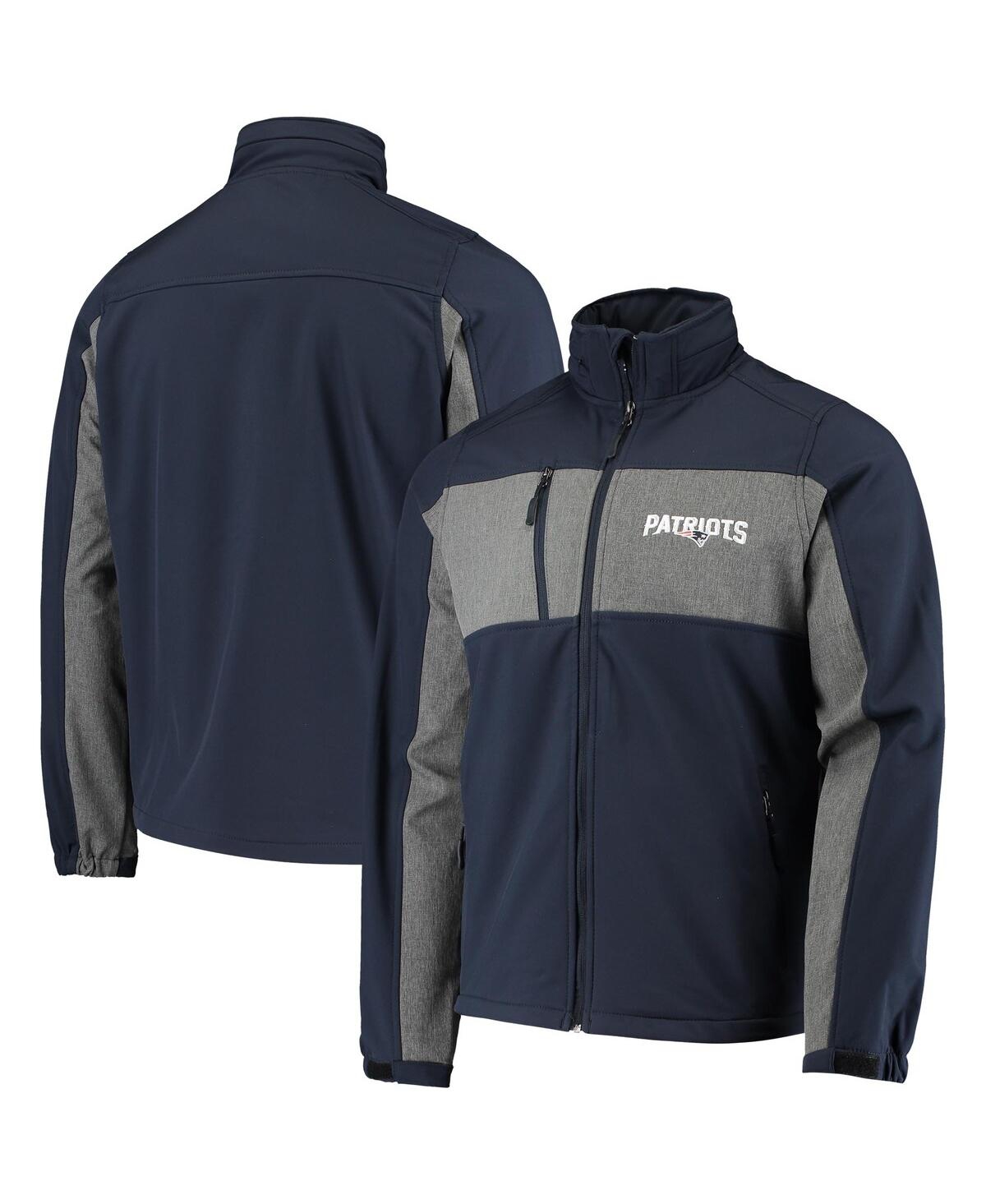 DUNBROOKE MEN'S DUNBROOKE NAVY NEW ENGLAND PATRIOTS CIRCLE ZEPHYR SOFTSHELL FULL-ZIP JACKET 