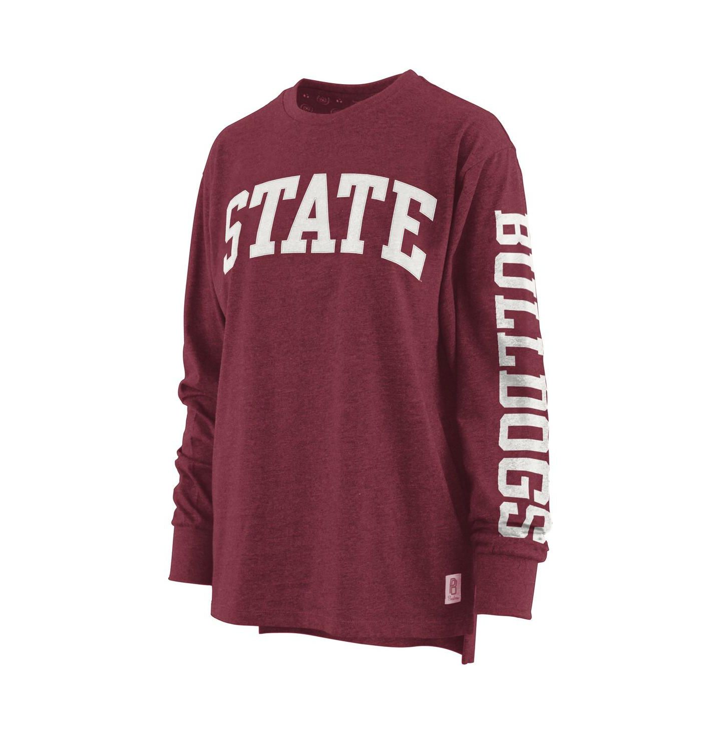 Женская футболка Pressbox Maroon Mississippi State Bulldogs Two-Hit Canyon Long Sleeve — фото 3