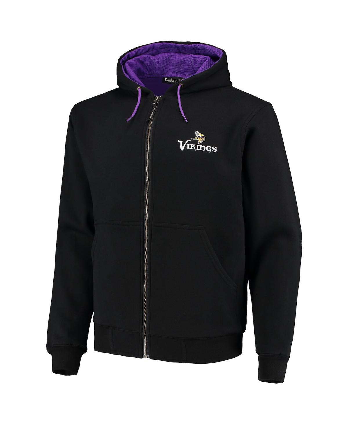 DUNBROOKE MEN'S DUNBROOKE BLACK MINNESOTA VIKINGS CRAFTSMAN THERMAL-LINED FULL-ZIP HOODIE 