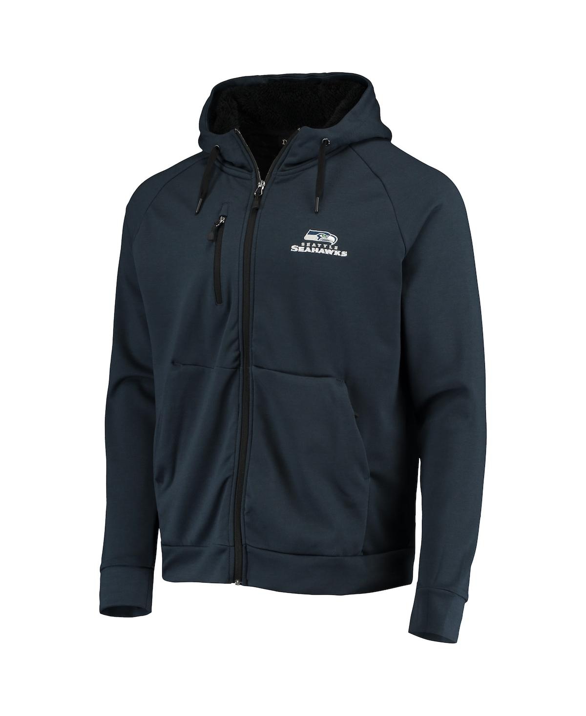DUNBROOKE MEN'S DUNBROOKE COLLEGE NAVY SEATTLE SEAHAWKS SHAG TRI-BLEND FULL-ZIP RAGLAN HOODIE 