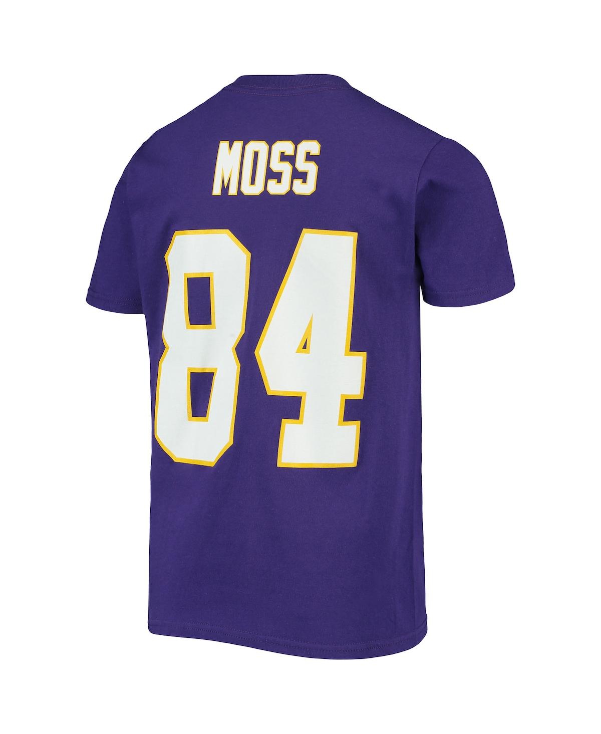 Big Boys Mitchell & Ness Randy MossMinnesota Vikings Retired Retro Player Name and Number T-shirt - Purple