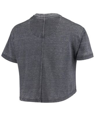 Women's Navy West Virginia Mountaineers Edith Vintage-Like Burnout Crop T-shirt