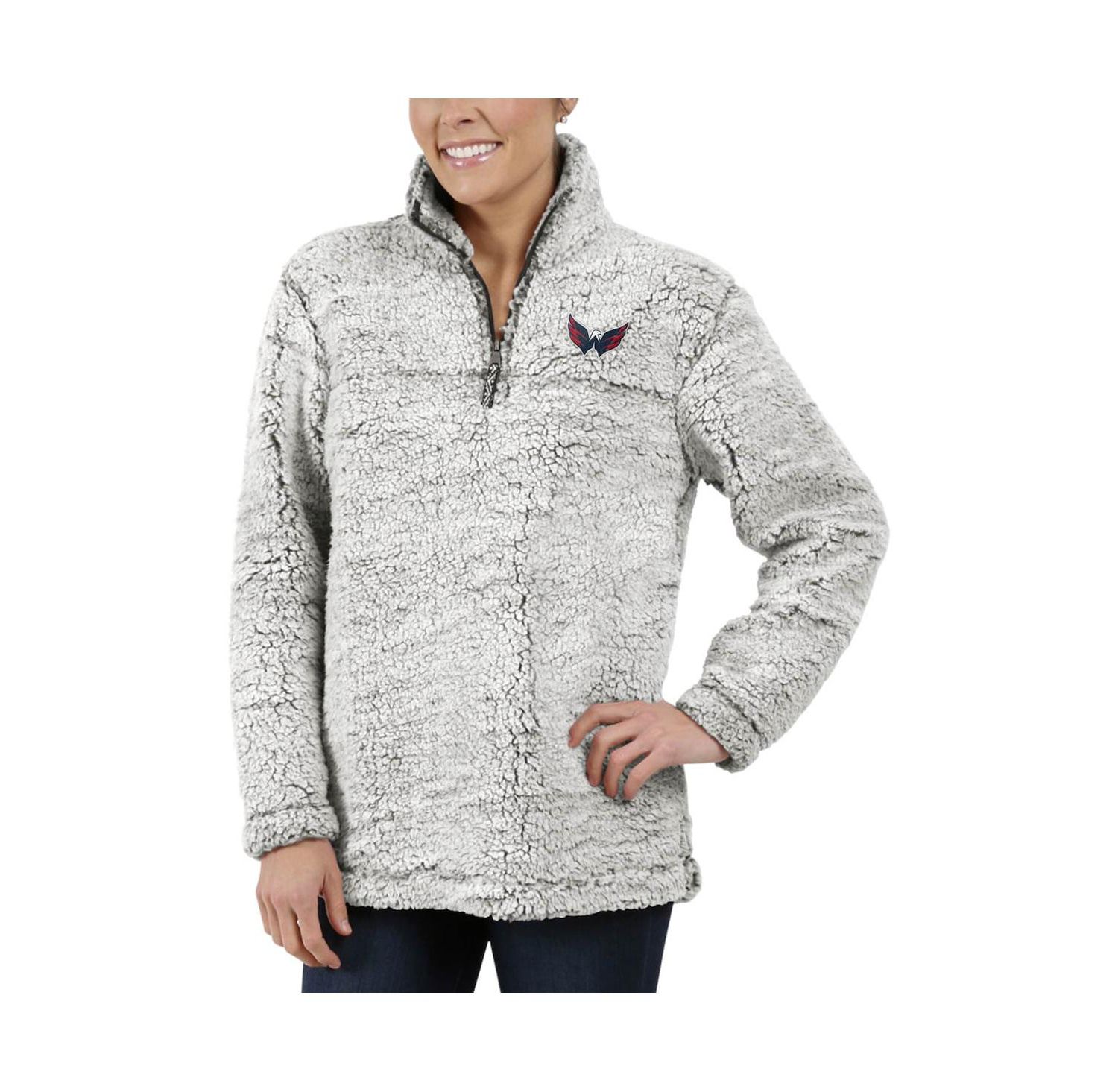 Women's Gray Washington Capitals Sherpa Quarter-Zip Pullover Jacket