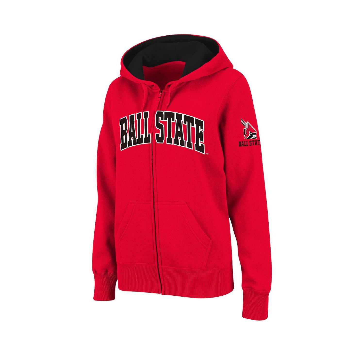 Women's Stadium Athletic Cardinal Ball State Cardinals Arched Name Full-Zip Hoodie