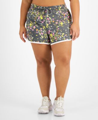 ID Ideology Plus Size Printed Running Shorts, Created for Macy's - Macy's