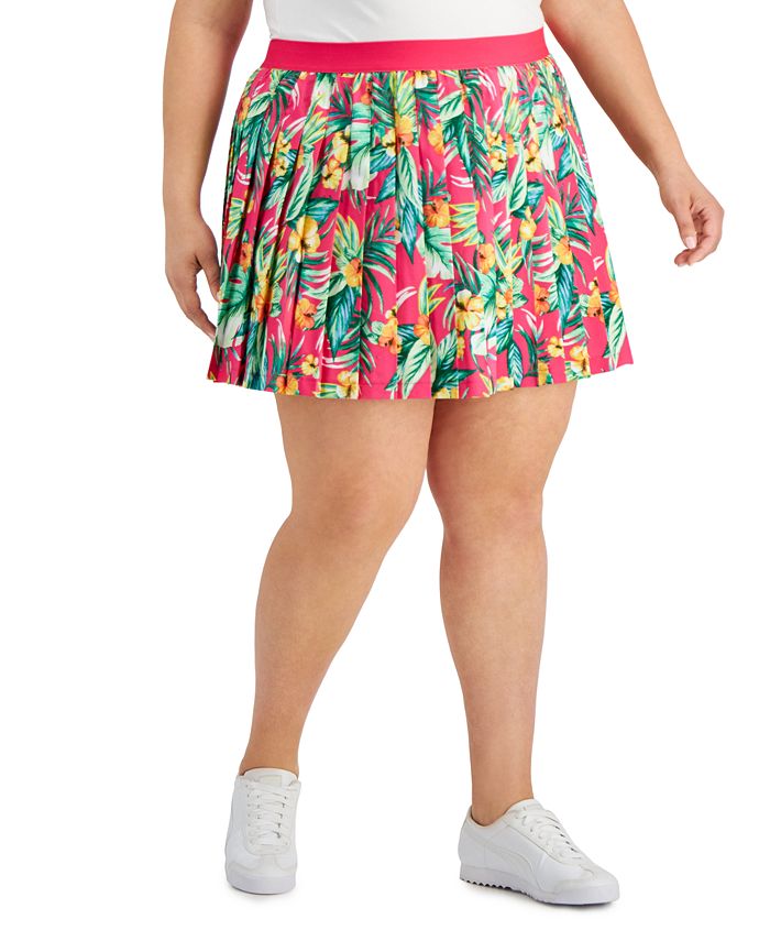 ID Ideology Plus Size Tropical-Print Pleated Skort, Created for Macy's ...