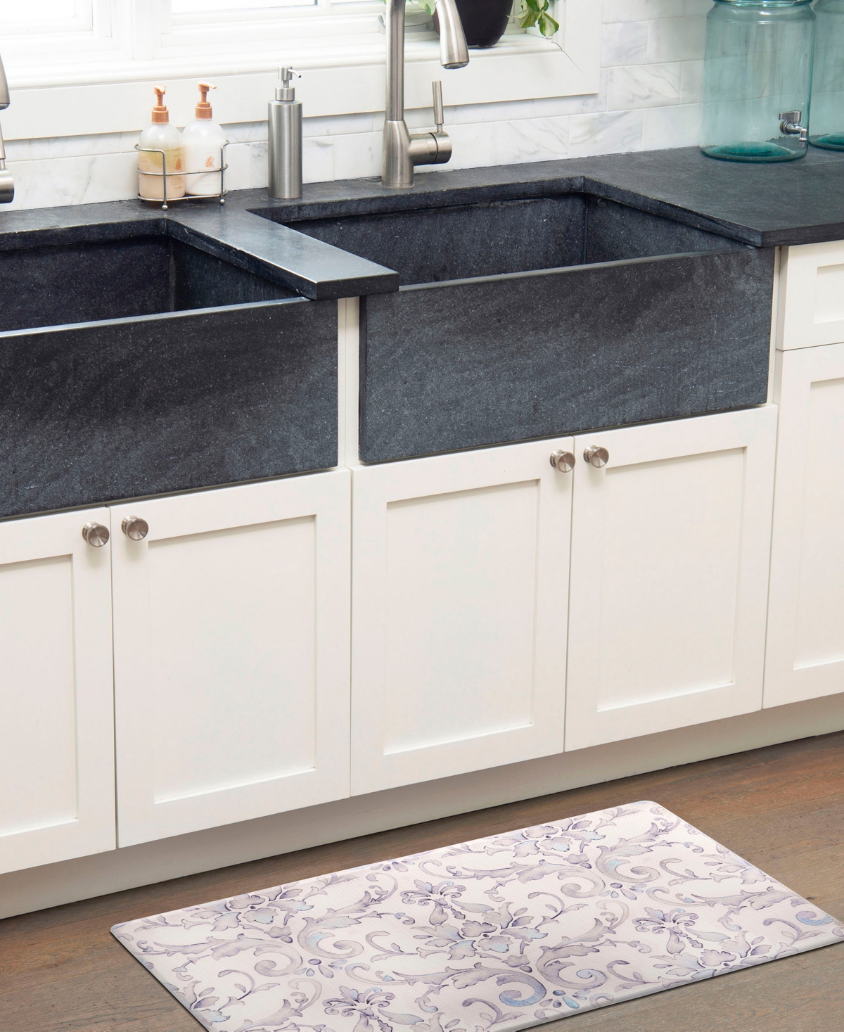 Global Rug Designs Cheerful Ways Watercolor Damask 3' Area Rug - Blue